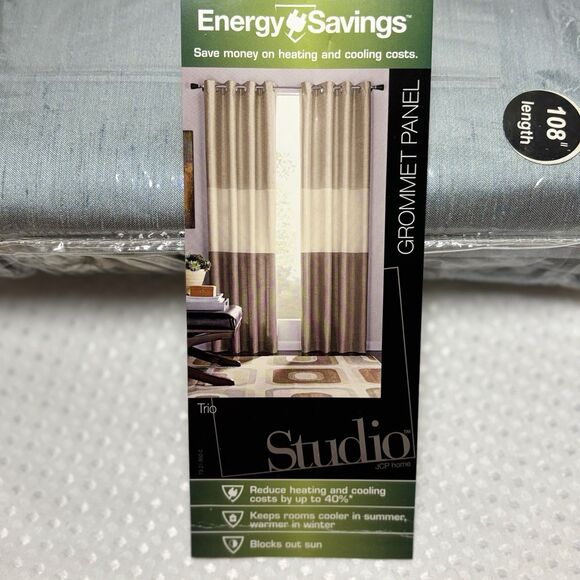 JCP Home Trio Studio Energy Saving Grommet Top Drapery Panels Brushwood Set of 2 - Picture 3 of 6